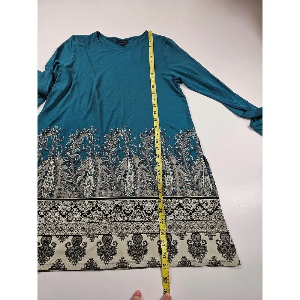 J jill wearever collection size small tunic paisley geometric trim long sleeve ^ - Picture 7 of 7